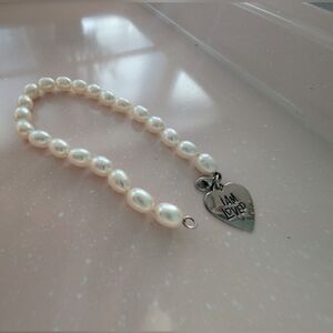Freshwater Pearl Bracelet With Heart Charm.
